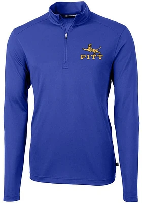 Cutter and Buck Pitt Panthers Mens Blue Virtue Long Sleeve Qtr Zip Pullover