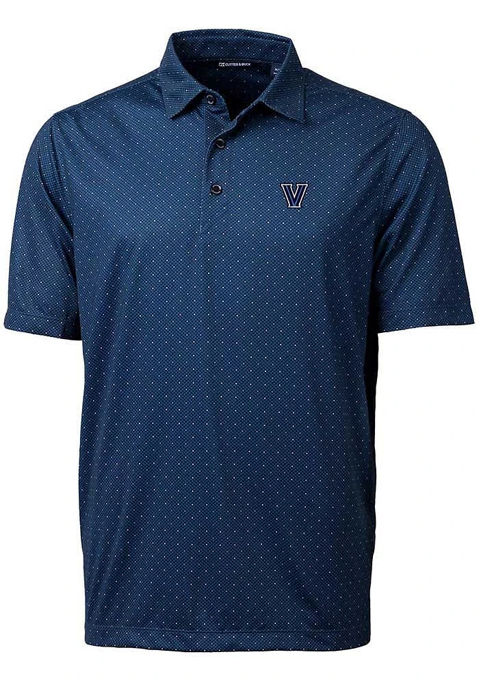 Cutter and Buck Villanova Wildcats Mens Navy Blue Pike Double Dot Design Short Sleeve Polo