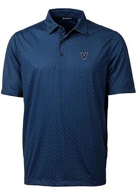 Cutter and Buck Villanova Wildcats Mens Navy Blue Pike Double Dot Design Short Sleeve Polo