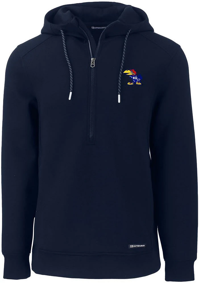 Cutter and Buck Kansas Jayhawks Mens Navy Blue Roam Hood