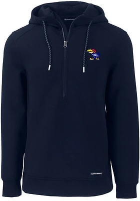 Cutter and Buck Kansas Jayhawks Mens Navy Blue Roam Hood