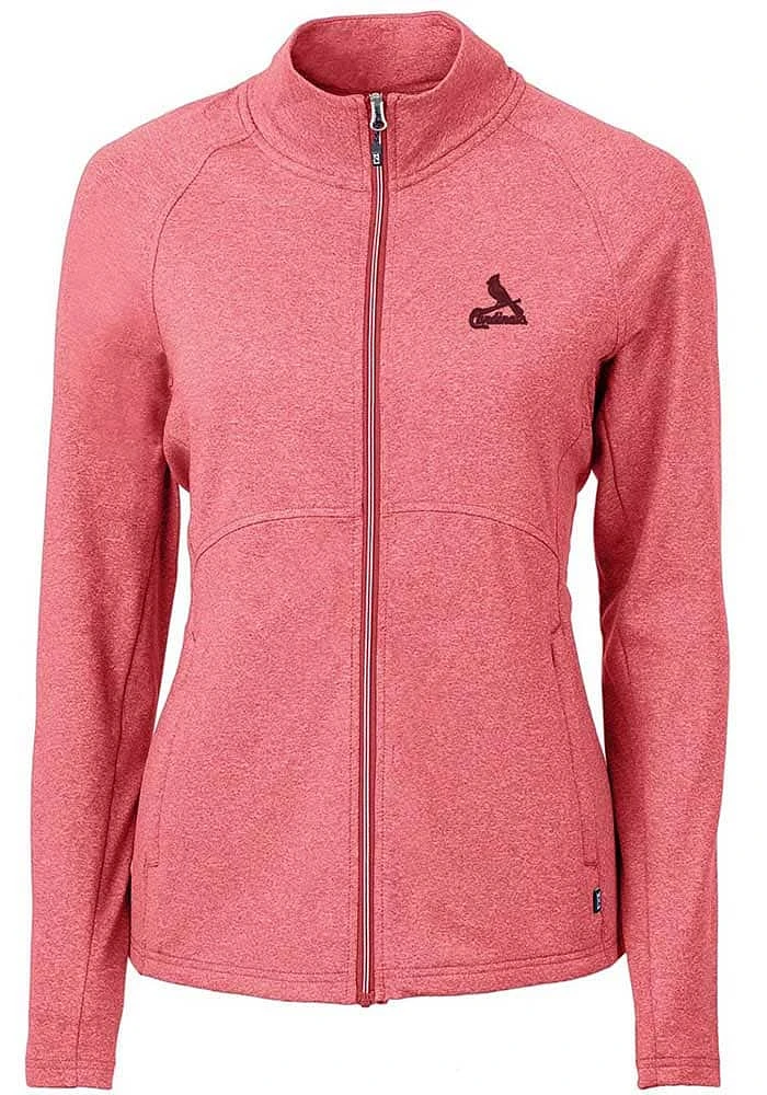 Cutter and Buck St Louis Cardinals Womens Red Adapt Heathered Full Zip Medium Weight Jacket