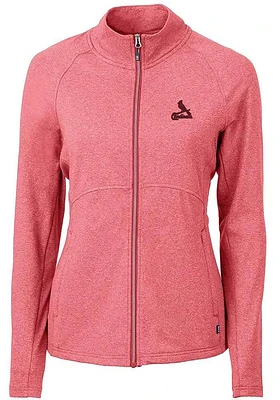 Cutter and Buck St Louis Cardinals Womens Red Adapt Heathered Full Zip Medium Weight Jacket