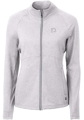 Cutter and Buck Pittsburgh Pirates Womens Grey Adapt Heathered Full Zip Medium Weight Jacket
