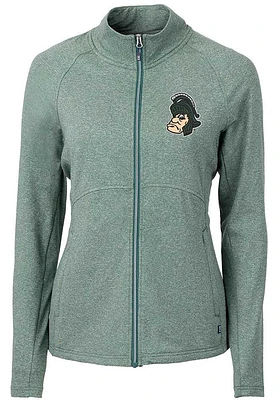 Cutter and Buck Michigan State Spartans Womens Green Adapt Heathered Full Zip Light Weight Jacket