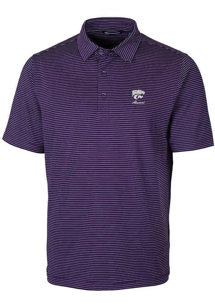 Cutter and Buck K-State Wildcats Mens Purple Forge Pencil Stripe Alumni Short Sleeve Polo