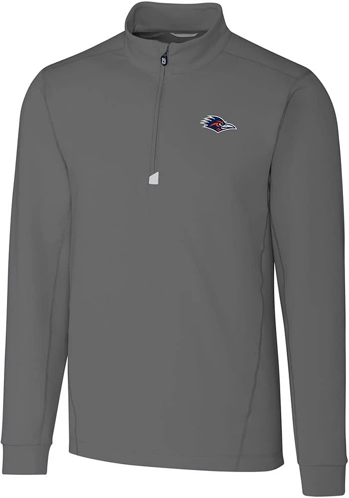 Cutter and Buck UTSA Roadrunners Mens Grey Traverse Stretch Big Tall Qtr Zip