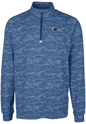 Cutter and Buck UTSA Roadrunners Mens Navy Blue Traverse Camo Print Big Tall Qtr Zip