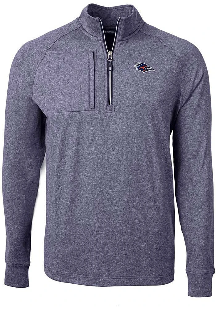 Cutter and Buck UTSA Roadrunners Mens Navy Blue Adapt Eco Knit Big Tall Qtr Zip
