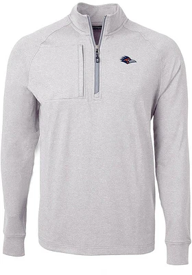 Cutter and Buck UTSA Roadrunners Mens Grey Adapt Eco Knit Big Tall Qtr Zip