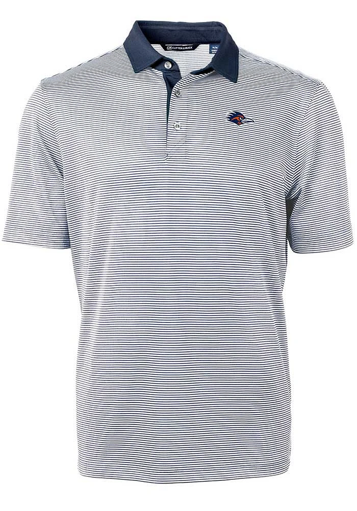 Cutter and Buck UTSA Roadrunners Navy Blue Virtue Eco Pique Micro Stripe Big Tall Polo