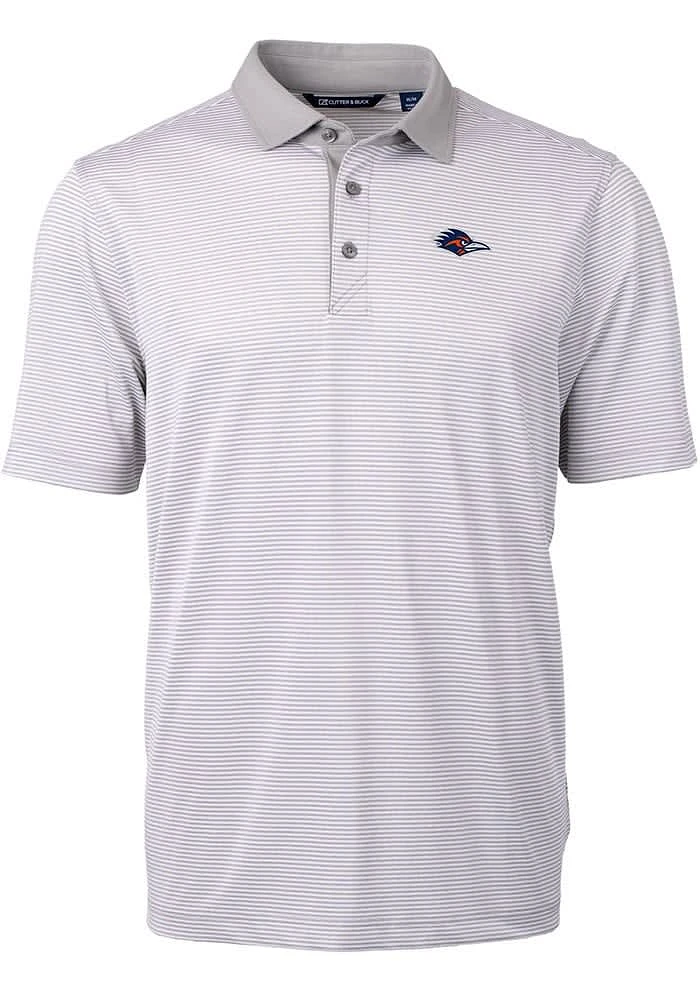Cutter and Buck UTSA Roadrunners Grey Virtue Eco Pique Micro Stripe Big Tall Polo