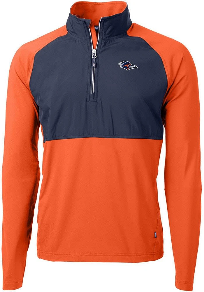 Cutter and Buck UTSA Roadrunners Mens Adapt Eco Hybrid Long Sleeve Qtr Zip Pullover