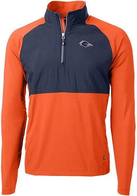 Cutter and Buck UTSA Roadrunners Mens Adapt Eco Hybrid Long Sleeve Qtr Zip Pullover