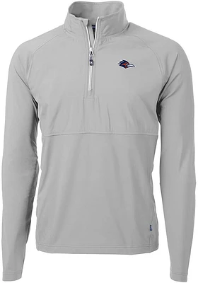Cutter and Buck UTSA Roadrunners Mens Grey Adapt Eco Hybrid Long Sleeve Qtr Zip Pullover