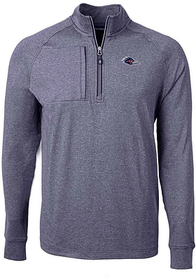 Cutter and Buck UTSA Roadrunners Mens Navy Blue Adapt Eco Knit Long Sleeve Qtr Zip Pullover