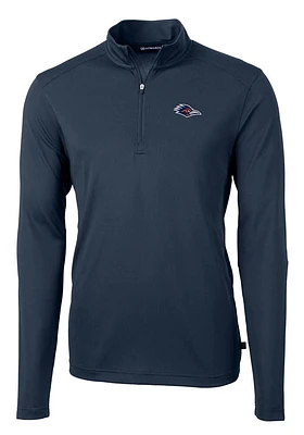 Cutter and Buck UTSA Roadrunners Mens Navy Blue Virtue Eco Pique Long Sleeve Qtr Zip Pullover
