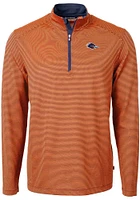 Cutter and Buck UTSA Roadrunners Mens Orange Virtue Eco Pique Micro Stripe Long Sleeve Qtr Zip Pul..