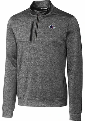 Cutter and Buck UTSA Roadrunners Mens Grey Stealth Heathered Long Sleeve Qtr Zip Pullover