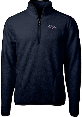 Cutter and Buck UTSA Roadrunners Mens Navy Blue Cascade Eco Sherpa Fleece Long Sleeve Qtr Zip Pull..