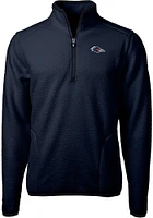 Cutter and Buck UTSA Roadrunners Mens Navy Blue Cascade Eco Sherpa Fleece Long Sleeve Qtr Zip Pull..