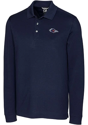 Cutter and Buck UTSA Roadrunners Mens Navy Blue Advantage Pique Long Sleeve Polo Shirt