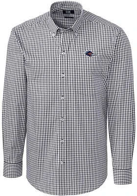 Cutter and Buck UTSA Roadrunners Mens Grey Easy Care Gingham Long Sleeve Dress Shirt