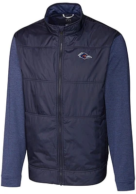 Cutter and Buck UTSA Roadrunners Mens Navy Blue Stealth Hybrid Quilted Medium Weight Jacket
