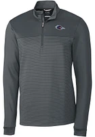 Cutter and Buck UTSA Roadrunners Mens Grey Traverse Stripe Stretch Long Sleeve Qtr Zip Pullover