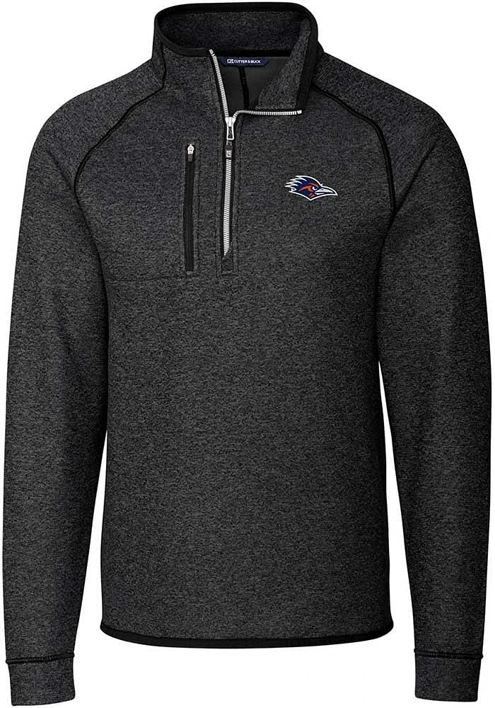 Cutter and Buck UTSA Roadrunners Mens Grey Mainsail Long Sleeve Qtr Zip Pullover