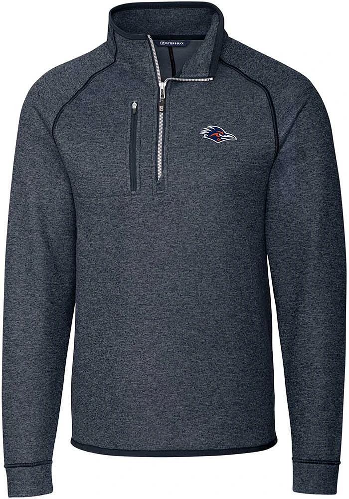 Cutter and Buck UTSA Roadrunners Mens Navy Blue Mainsail Long Sleeve Qtr Zip Pullover