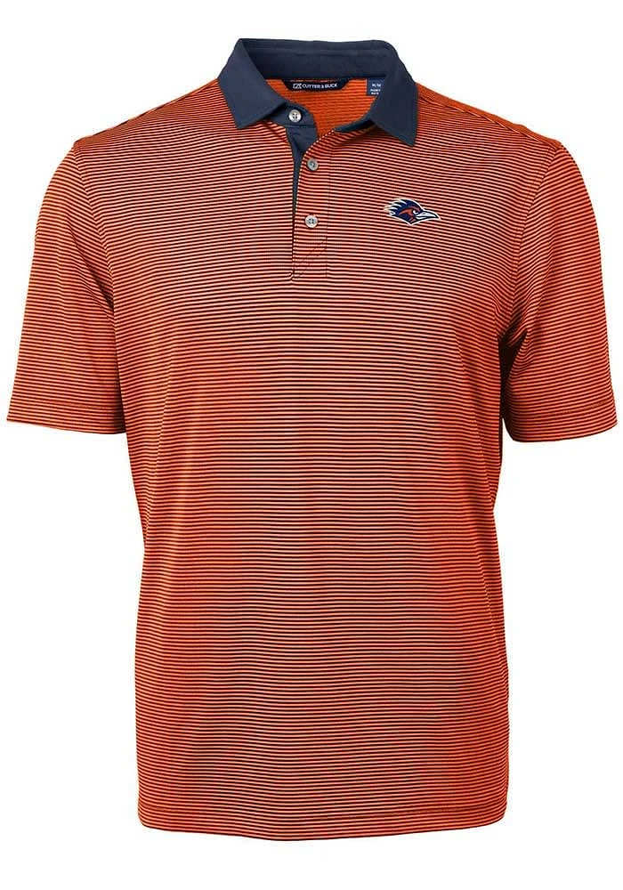 Cutter and Buck UTSA Roadrunners Mens Virtue Eco Pique Micro Stripe Short Sleeve Polo