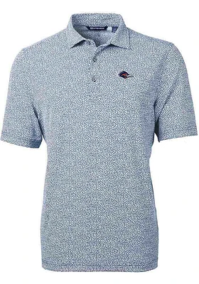 Cutter and Buck UTSA Roadrunners Mens Navy Blue Virtue Eco Pique Botanical Short Sleeve Polo