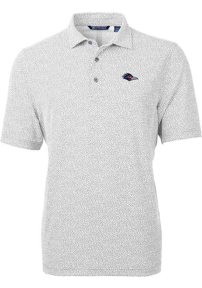 Cutter and Buck UTSA Roadrunners Mens Grey Virtue Eco Pique Botanical Short Sleeve Polo