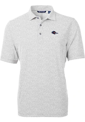 Cutter and Buck UTSA Roadrunners Mens Grey Virtue Eco Pique Botanical Short Sleeve Polo