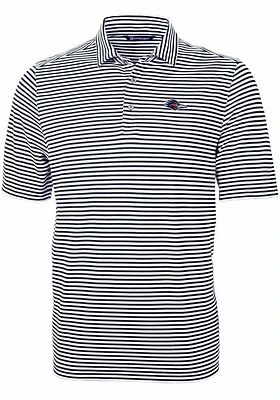 Cutter and Buck UTSA Roadrunners Mens Navy Blue Virtue Eco Pique Stripe Short Sleeve Polo