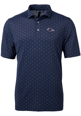 Cutter and Buck UTSA Roadrunners Mens Navy Blue Virtue Eco Pique Tile Short Sleeve Polo
