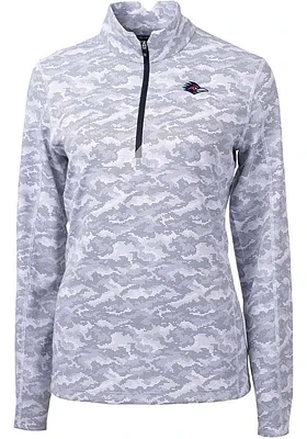 Cutter and Buck UTSA Roadrunners Womens Grey Traverse Camo Qtr Zip