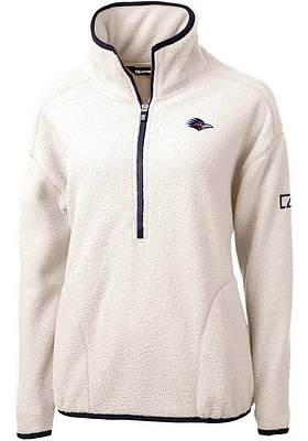 Cutter and Buck UTSA Roadrunners Womens White Cascade Eco Sherpa Qtr Zip