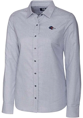 Cutter and Buck UTSA Roadrunners Womens Stretch Oxford Stripe Long Sleeve Dress Shirt