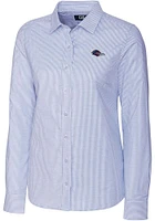 Cutter and Buck UTSA Roadrunners Womens Stretch Oxford Stripe Long Sleeve Dress Shirt
