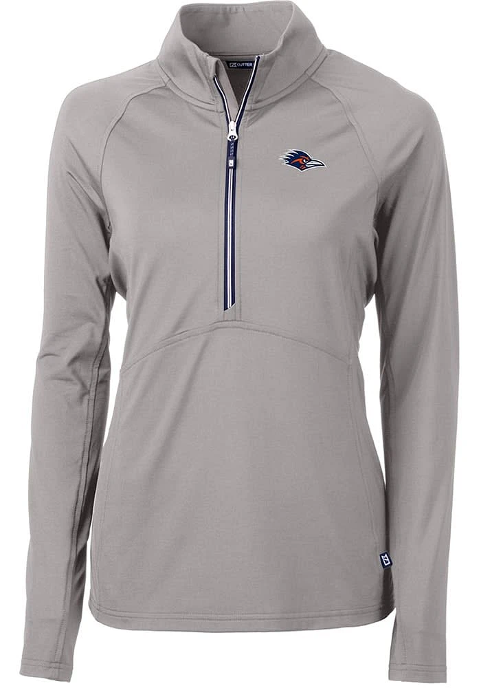Cutter and Buck UTSA Roadrunners Womens Grey Adapt Eco Qtr Zip