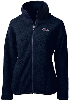 Cutter and Buck UTSA Roadrunners Womens Navy Blue Cascade Eco Sherpa Long Sleeve Full Zip Jacket