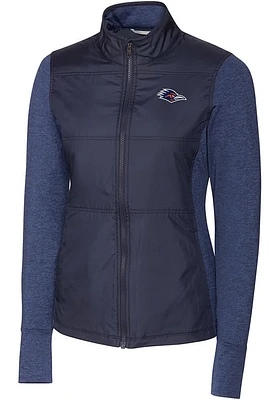 Cutter and Buck UTSA Roadrunners Womens Navy Blue Stealth Hybrid Quilted Medium Weight Jacket