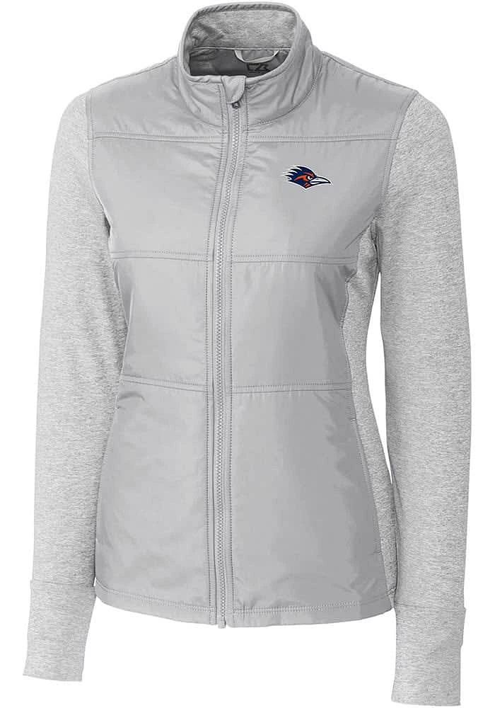 Cutter and Buck UTSA Roadrunners Womens Grey Stealth Hybrid Quilted Medium Weight Jacket