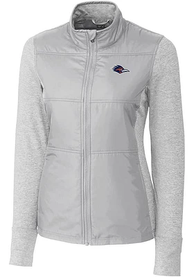 Cutter and Buck UTSA Roadrunners Womens Grey Stealth Hybrid Quilted Medium Weight Jacket