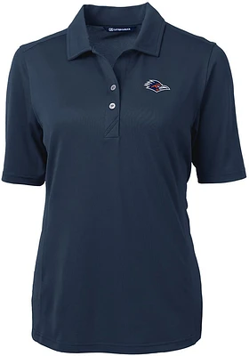 Cutter and Buck UTSA Roadrunners Womens Navy Blue Virtue Eco Pique Short Sleeve Polo Shirt