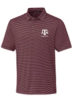 Cutter and Buck Texas A&M Aggies Mens Maroon Logo Forge Pencil Stripe Short Sleeve Polo