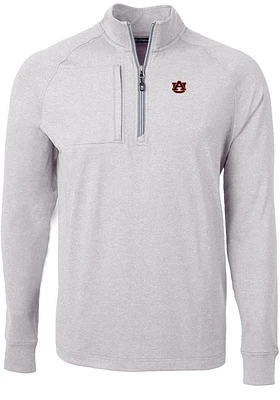 Cutter and Buck Auburn Tigers Mens Grey Adapt Eco Knit Big Tall Qtr Zip