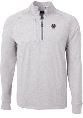Cutter and Buck Boston College Eagles Mens Grey Adapt Eco Knit Big Tall Qtr Zip
